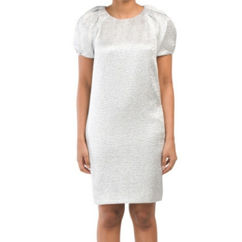 NWOT St. John silk metallic wiggle dress US SZ 4